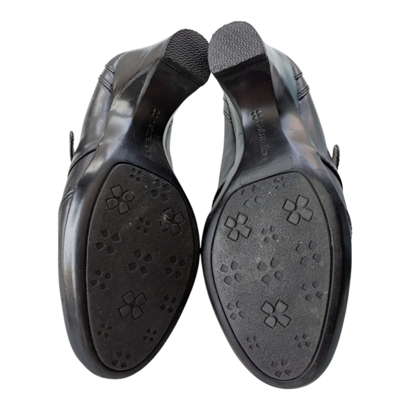 Naturalizer Black Leather Heeled Loafers Shoes Buckles Decorative Stitching 7W - Picture 9 of 12